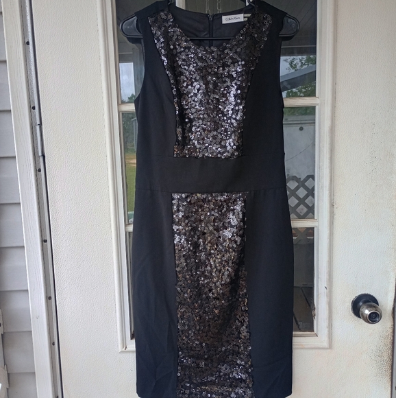 Ladies Vintage Calvin Klein black sequin dress - classic elegance - Sz 4 NWT - Picture 1 of 10